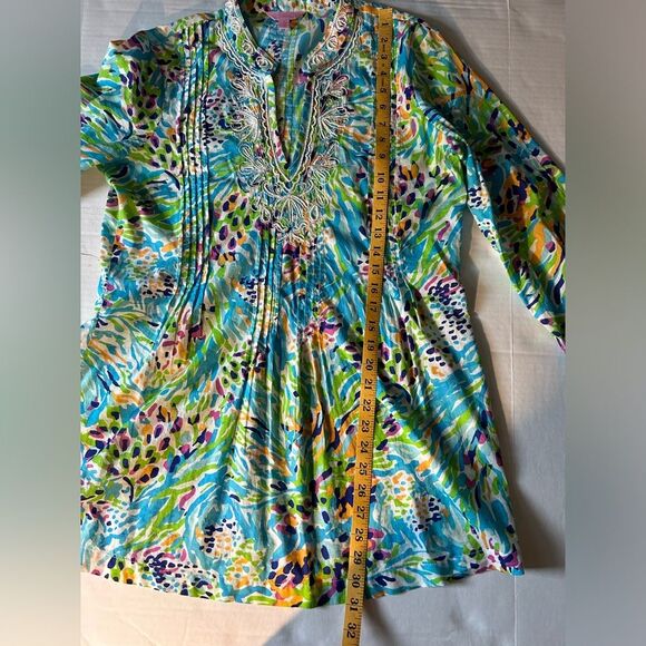 Lilly Pulitzer Beaded Sea Soirée Saratoga Tunic Top Size M - Picture 2 of 8